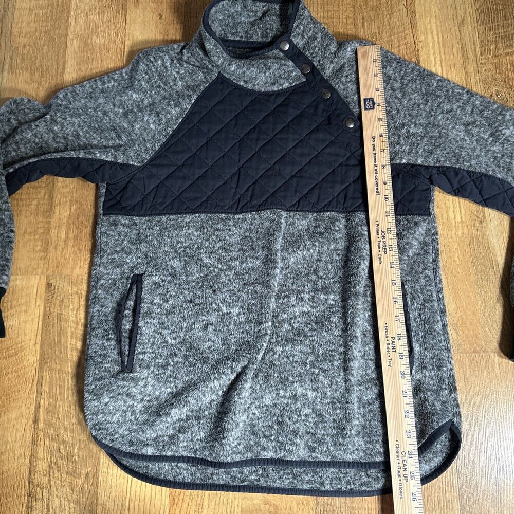 Abercrombie‎ & Fitch Jacket Medium Gray Asymmetric Snap Quilted Fleece Pullover - Picture 7 of 8